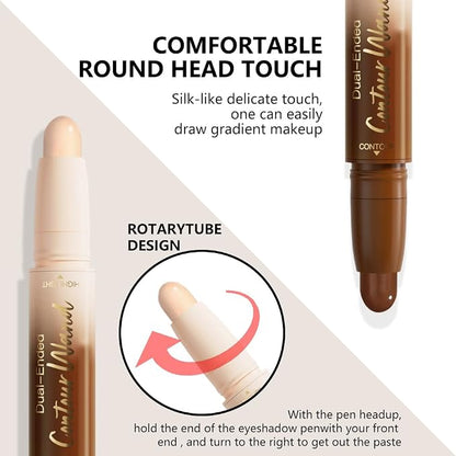 2Pcs Cream Contour Stick Face Body Makeup Dual Ended, Nude Light Beige & Nude - Image 4