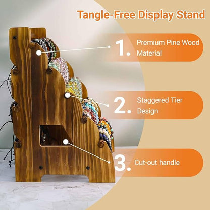 Wooden Bracelet Holder 8 Tier Jewelry Bracelet Display Stand, Portable Organizer - Image 4