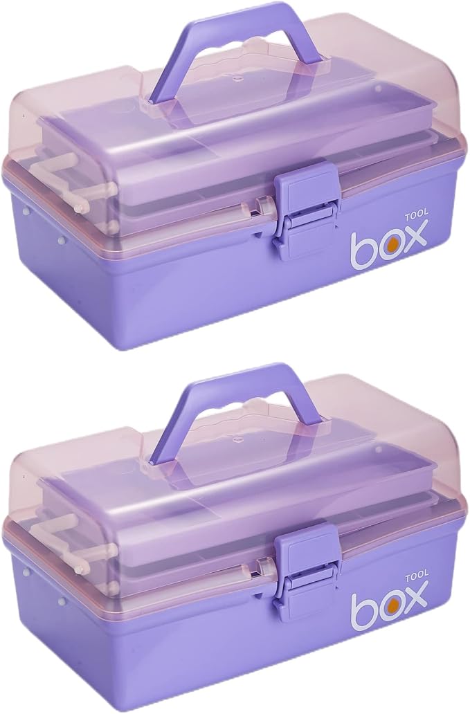 2PCS 12'' Three-Layer Clear Plastic Storage Box/Tool Box by Kinsorcai