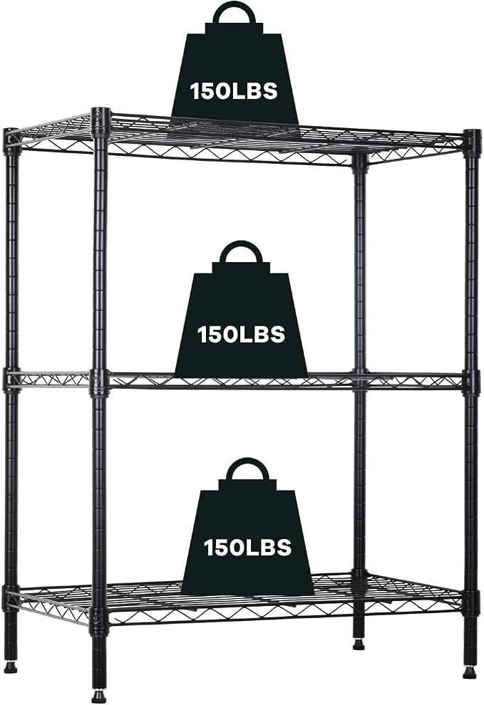 NChanmar 3-Tier Wire Shelving Unit Storage Shelves Shelf Organizer 30"x23"x12" by NChanmar