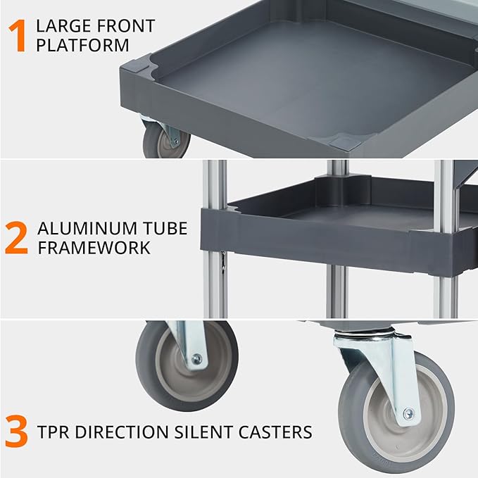 Commercial Janitorial Cart, 3-Shelf Housekeeping Cleaning Cart - Image 4