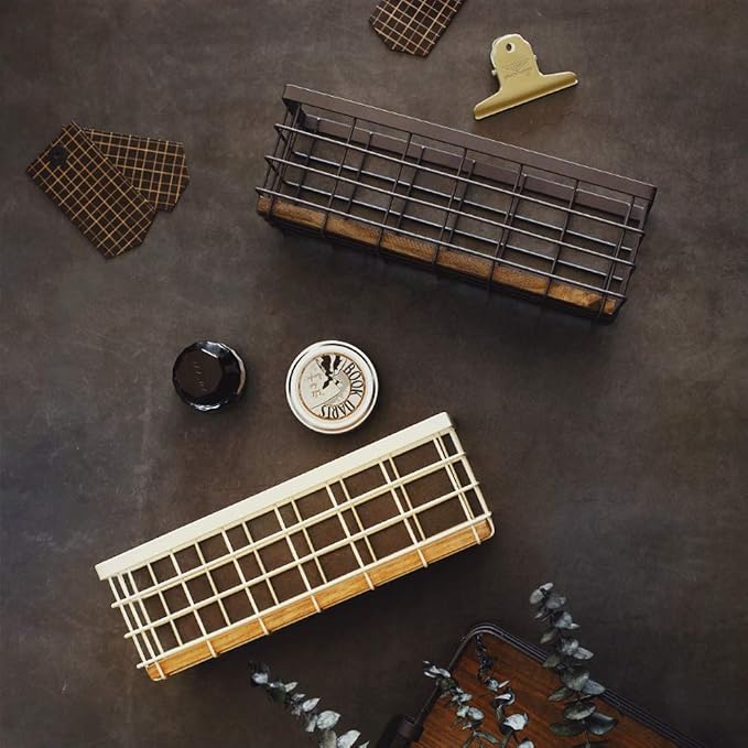 TIEYIPIN Small Metal Wire Storage Basket, Detachable Wood Base Storage - Image 8