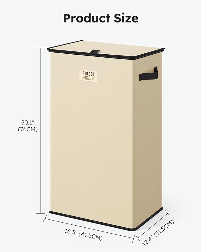 SOLEDI Laundry Hamper with Lid 100L Large & Tall Collapsible Laundry Basket - Image 7