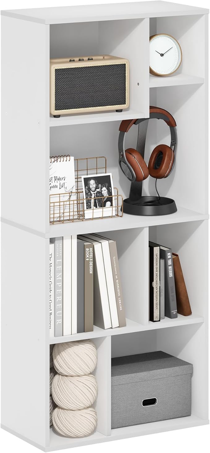 Furinno DALY Book Shelf, 7-Cube Bookshelf, Cube Storage Organizer Bookcase by Furinno-FitsYourSpaceFitsYourBudget