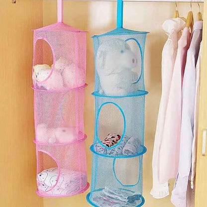 GSHLLO 2 Pcs Toy Storage Hanging Mesh 3 Compartment Organizer Net Stuffed - Image 2