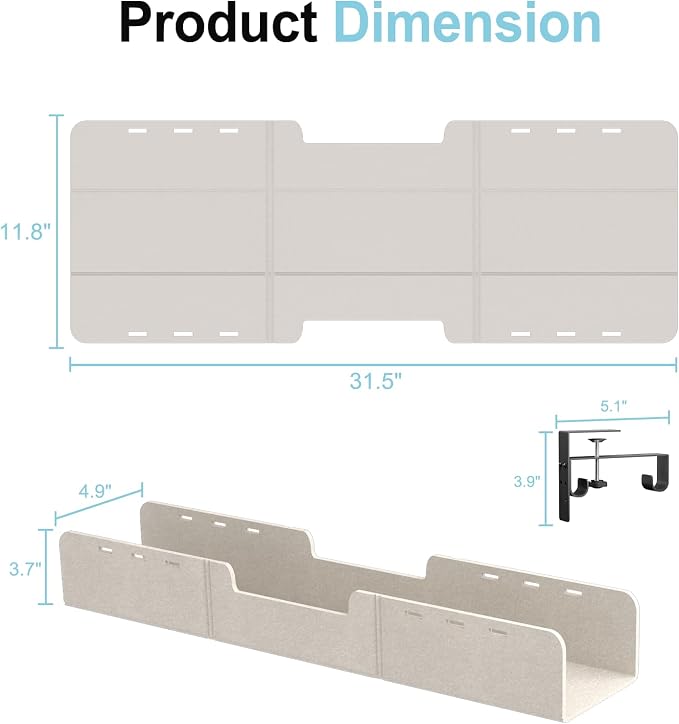 Under Desk Cable Management Tray, No-Drill Upgraded Thickened Felt Cord - Image 7