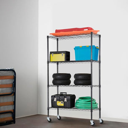 PayLessHere | 4-Tier Wire Shelf | 36"x14"x62" | Black | Adjustable Racks | - Image 2