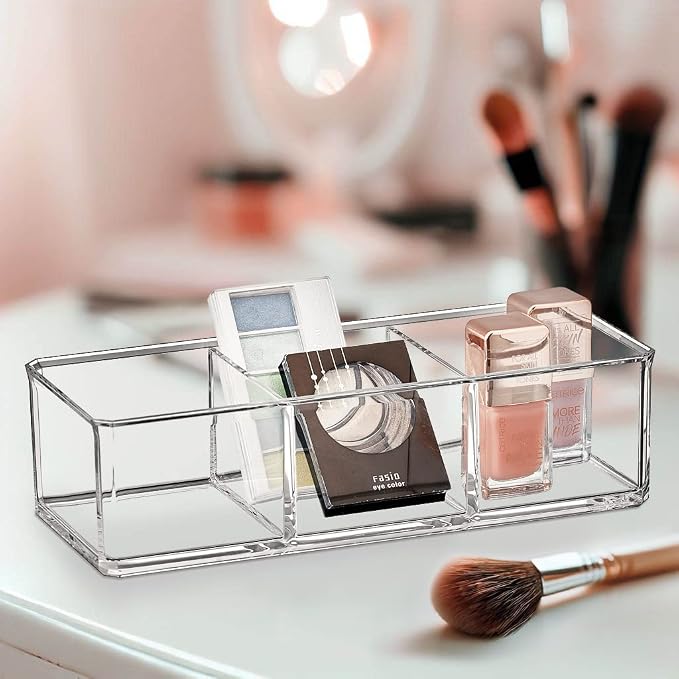Amazing Abby - Glamour - Acrylic 3-Compartment Makeup Organizer, Transparent - Image 2