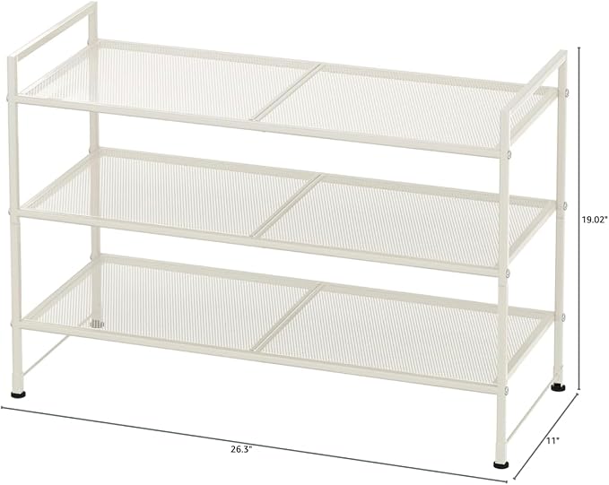 Simple Houseware 3-Tier Stackable Mesh Shoe Rack - Image 2