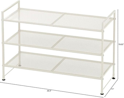 Simple Houseware 3-Tier Stackable Mesh Shoe Rack - Image 2