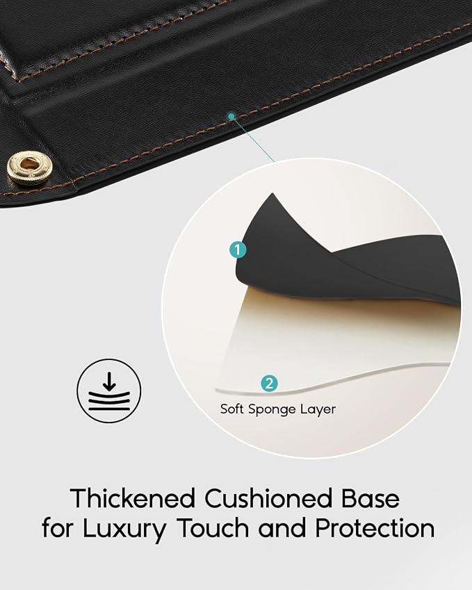 VLANDO Valet Tray for Men, Foldable PU Leather Catchall Tray, Phone and Glasses - Image 3