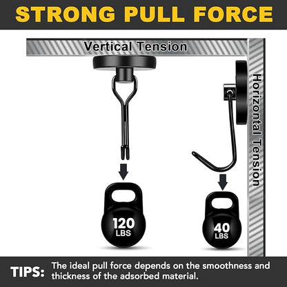 MIKEDE Magnetic Hooks Heavy Duty, 120LB Swivel Swing Strong Magnetic Hooks - Image 2
