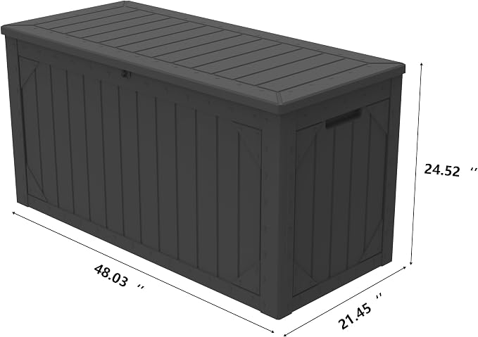 100 Gallon Outdoor Storage Box Waterproof, Resin Deck Box Storage Bin - Image 2