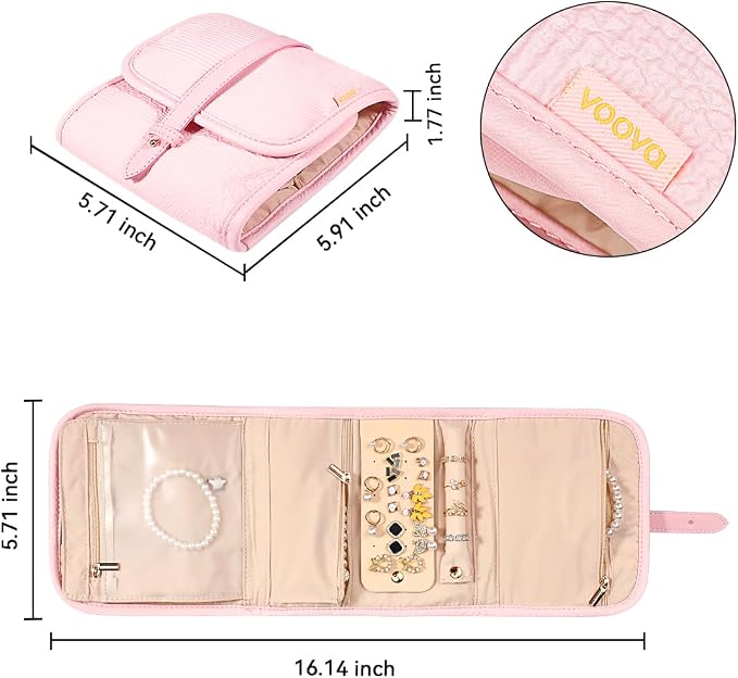 Voova Travel Jewelry Holder Organizer Case, Small Jewelry Storage Bag - Image 5
