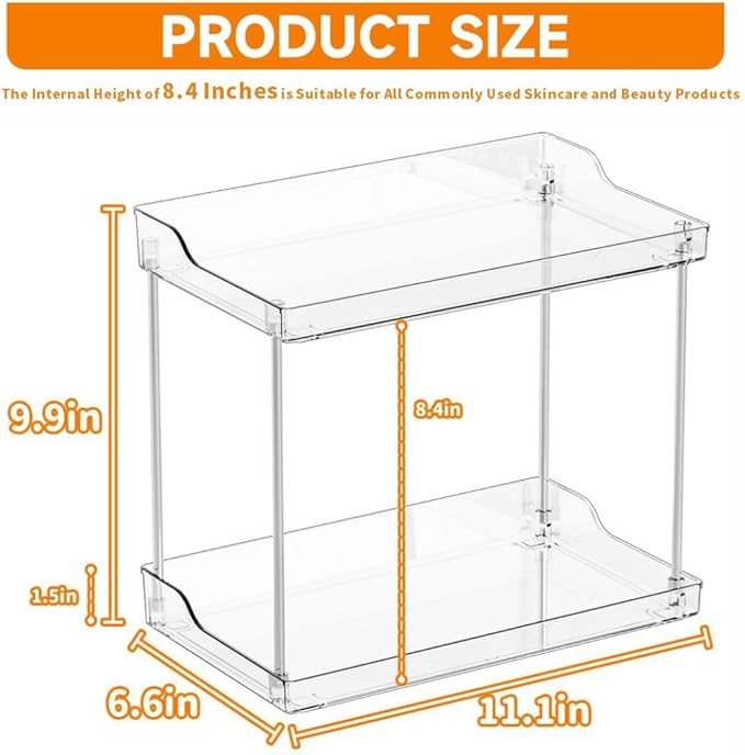 Yieach Clear Acrylic Bathroom Counter Organizers and Storage Tray, 2 Tier Makeup - Image 2