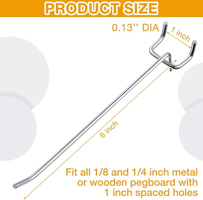Funrous 100 Pack Peg Board Hooks Stainless Steel Pegboard Hooks Shelving - Image 2