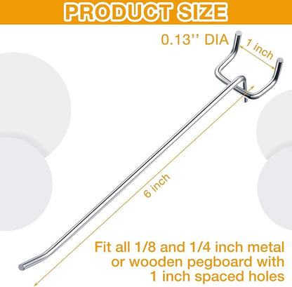Funrous 100 Pack Peg Board Hooks Stainless Steel Pegboard Hooks Shelving - Image 2