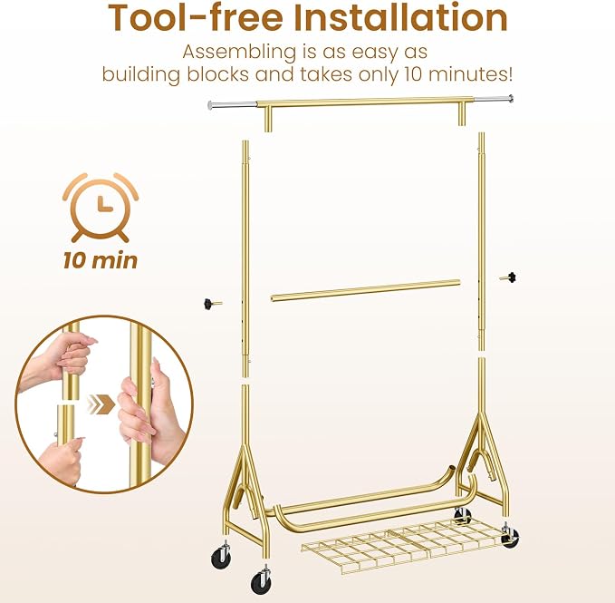 Double Rods Clothing Rack, Heavy Duty Clothes Rack - Image 5