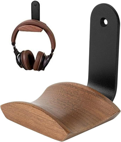 Headset Holder with 6cm Wide Walnut Headrest, Headphone Wall Mount Holder with by Jcurycke