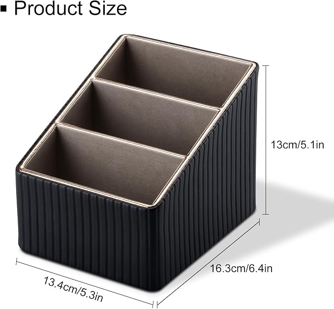 KINGFOM 3 Slot PU Leather Remote Controller Holder, Home Sundries Storage Box - Image 3