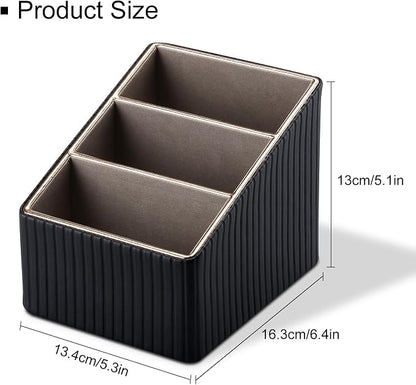 KINGFOM 3 Slot PU Leather Remote Controller Holder, Home Sundries Storage Box - Image 3