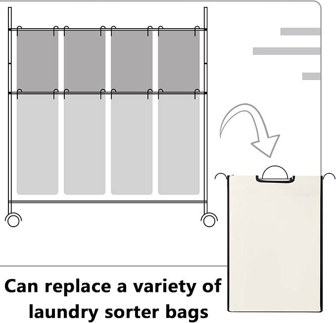 Bonuci 3 Pcs Laundry Sorter Replacement Bags Hamper Cart Removable Replacement - Image 4