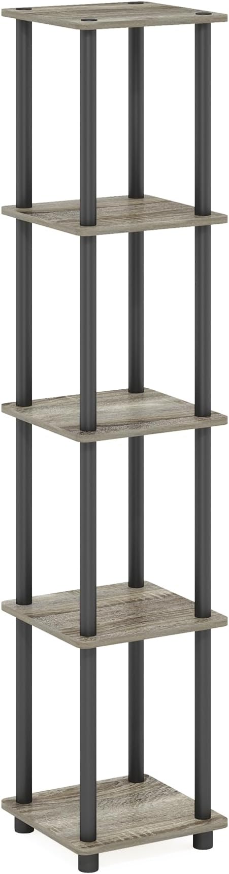 FURINNO Turn-N-Tube 5-Tier Corner Square Rack Display Shelf, French Oak - Image 6