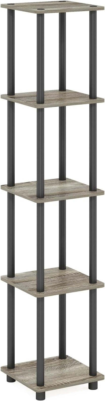 FURINNO Turn-N-Tube 5-Tier Corner Square Rack Display Shelf, French Oak - Image 6
