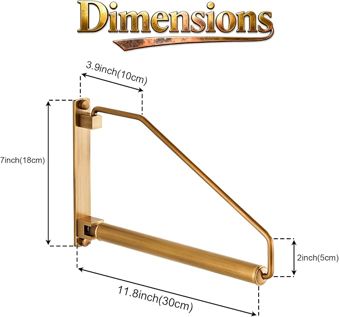 Folding Wall Mounted Clothes Hanger Rack Clothes Hook Solid Brass - Image 5