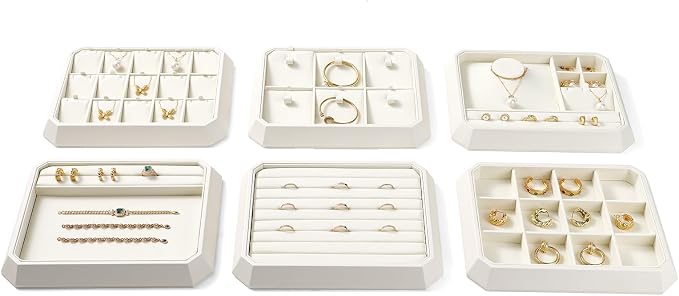 PU Leather Jewelry Display Tray Stackable Jewelry Tray Flat Organizer - Image 4
