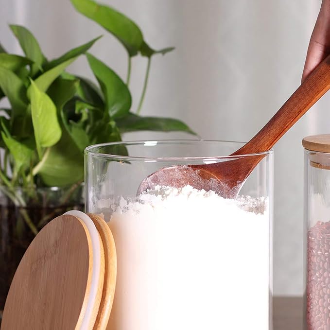Set of 2 Large Glass Food Storage jar, 100 FL OZ Glass Flour Canister - Image 4