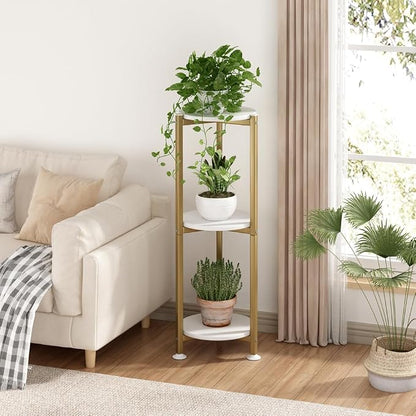 Plant Stand Indoor Outdoor 2 Tier Tall Metal Corner Storage Tiered Plant Shelf - Image 2