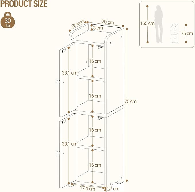 Hzuaneri Bathroom Storage Cabinet, Small Corner Floor Cabinet - Image 2