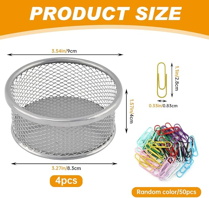 Paper Clip Holder With 50pcs Paper-Clips, Paperclip Holders, Mesh - Image 2