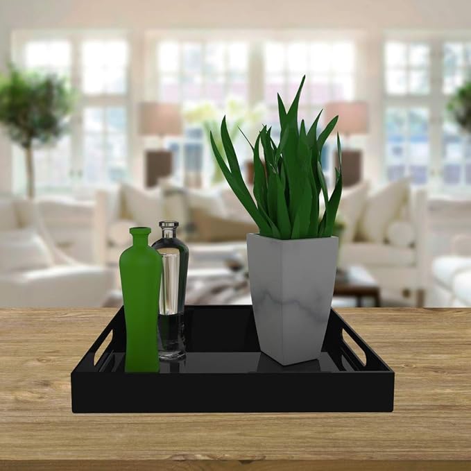 Black Acrylic Serving Tray for Vanity, Food and Décor - Image 3