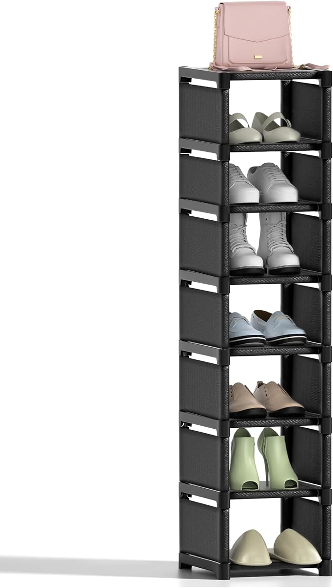 8-Tier Shoe Rack Organizer, Vertical Narrow Space Saving Storage Metal Free by YMDDaccompanybabygrowth