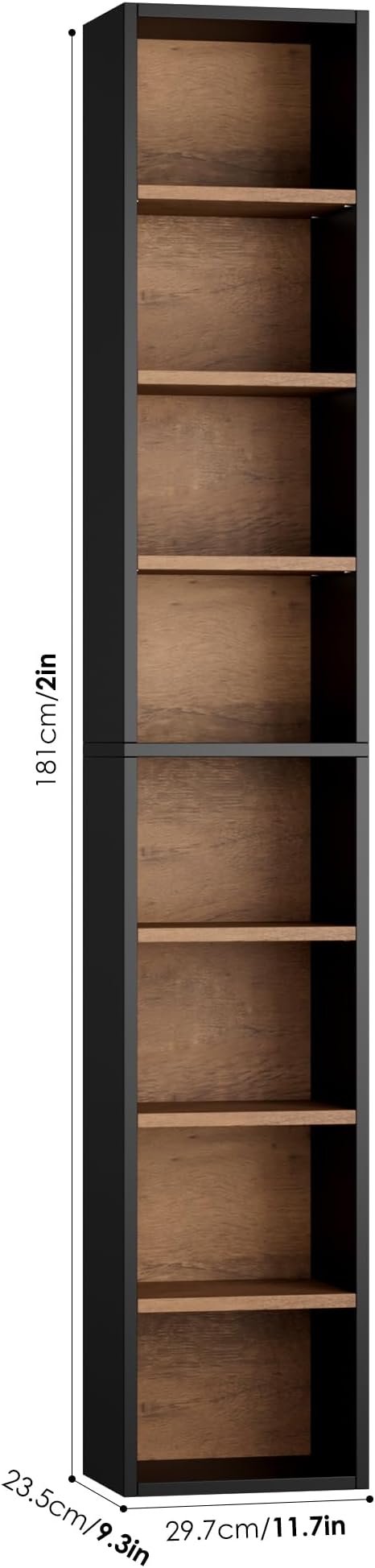 FOTOSOK 2 Pcs 71'' Tall Narrow Bookshelf, 8-Tier Media Tower Rack Set of 2 | CD - Image 3