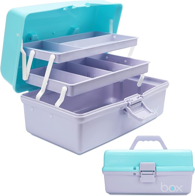 TERGOO 12in 3-Layer Plastic Craft Organizers and Storage, Portable Folding by Focusonefficientstorage