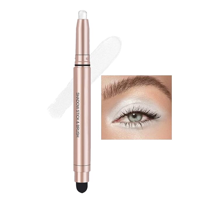 White Cream Eyeshadow Stick, Single Shimmer Eyeshadow Pencil, Waterproof Long - Image 2