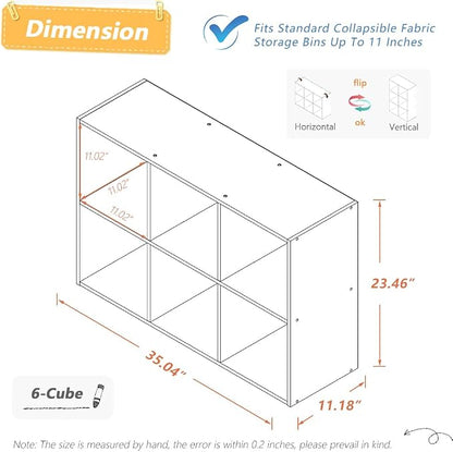 NELYE 6 Cube Organizer Bookcase White Open Shelf | Suitable - Image 2