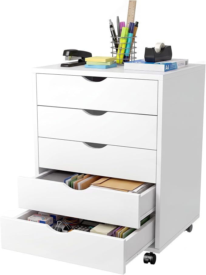 5 Drawer Rolling Storage Cabinet, Mobile File Cabinet by ALPEN