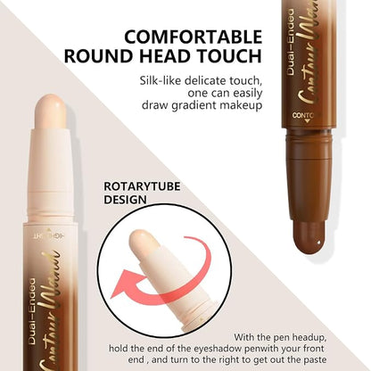 2Pcs Cream Contour Stick Face Body Makeup Dual Ended, Nuetral Nude Beige & - Image 4