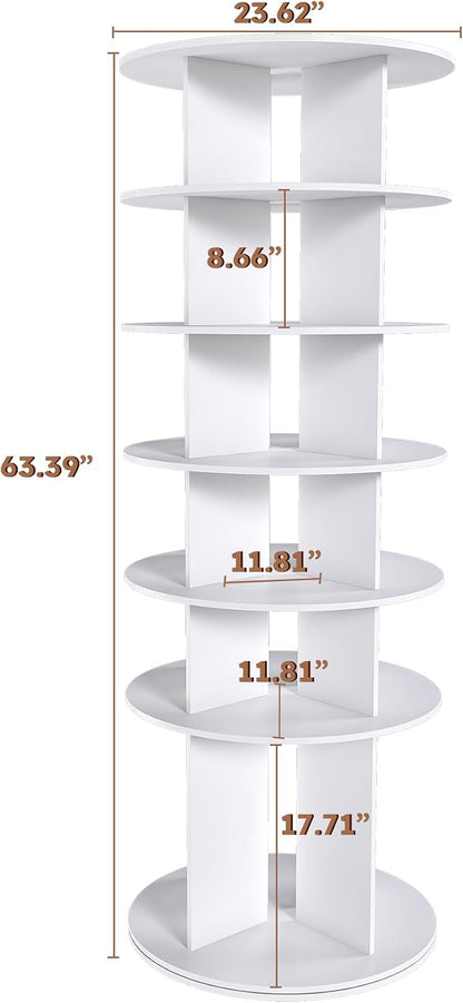 6-Tire Round Rotating Shoe Rack, 360°Spinning Shoe Display, Shoe Organizer - Image 2