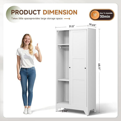 Letaya Armoire Wardrobe Closet, Narrow Slim Coat Closet Cabinet - Image 3