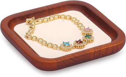 Wooden Jewelry Display Tray Rounded Rectangle Ring Showcase Stackable Elegant by JewelryStorage