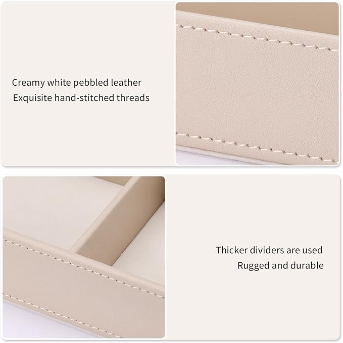 KINGFOM 4-Slot Leather Drawer Tray Desk Stationery Sundries Organizer Storage - Image 7