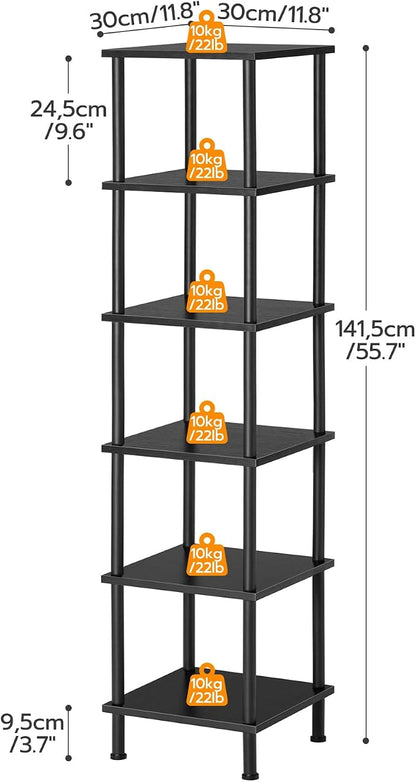 HOOBRO 6-Tier Corner Shelf, Corner Square Rack Display Shelf, Tall Storage Rack - Image 3