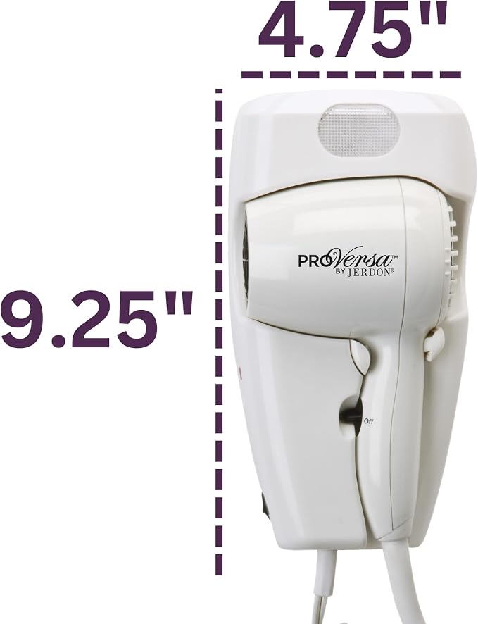 JERDON Wall-Mount Hair Dryer – White - Image 2