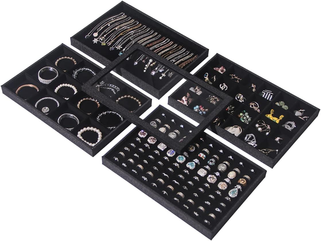 Julysky 5 Pcs/set Stackable Jewelry Organizer Trays by Julysky