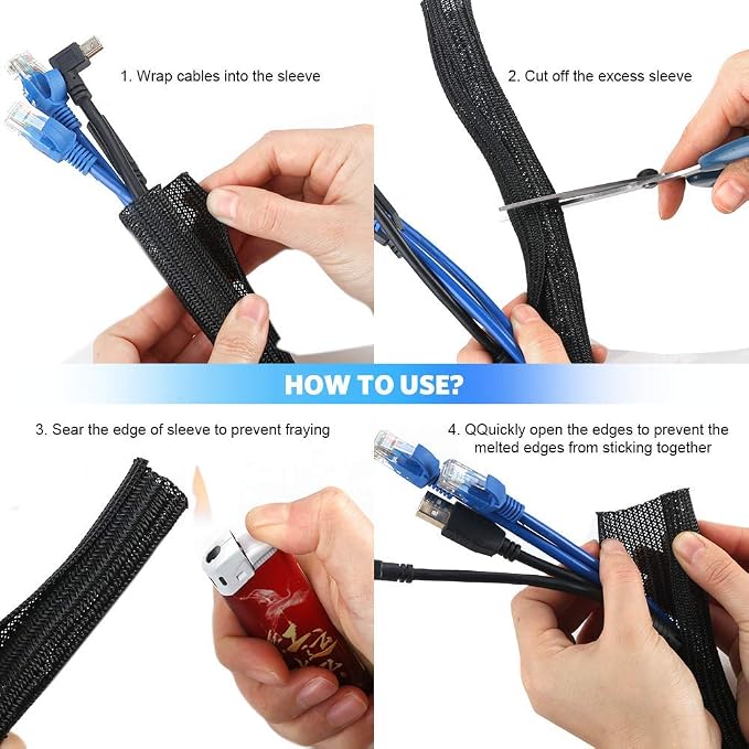 AGPTEK Cable Sleeve Cover, 10ft - Image 7